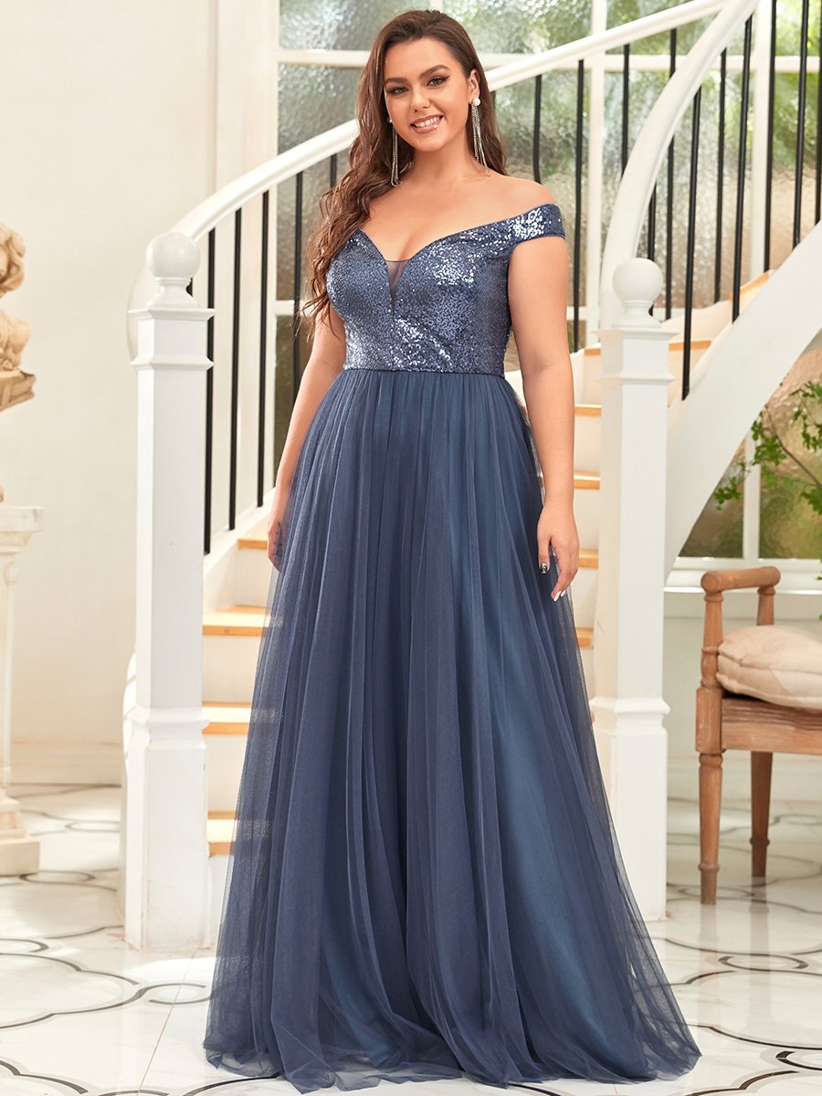 Elegant Sequin-Embellished Tulle Evening Gown