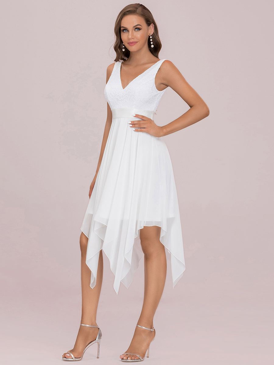 Elegant V-Neck Lace Chiffon A-Line Homecoming Prom Dress for Women