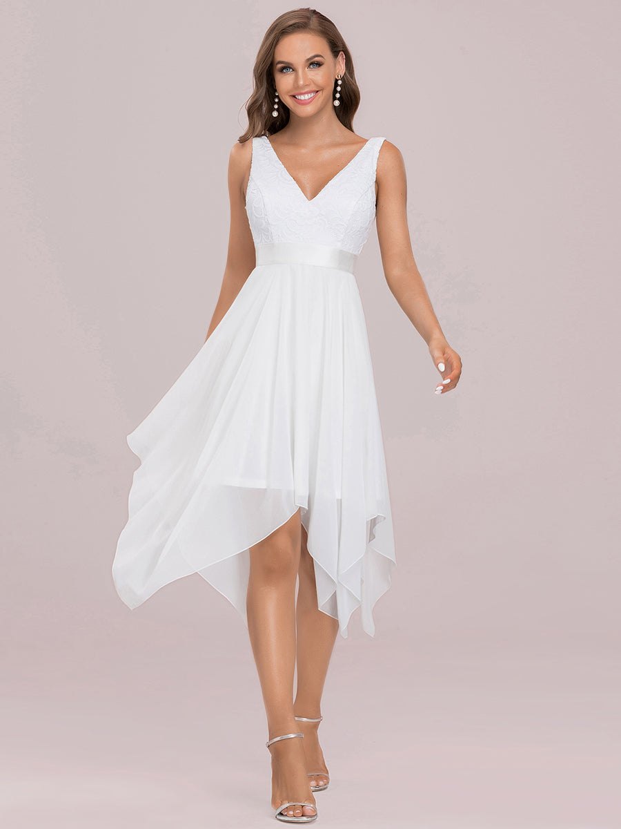 Elegant V-Neck Lace Chiffon A-Line Homecoming Prom Dress for Women