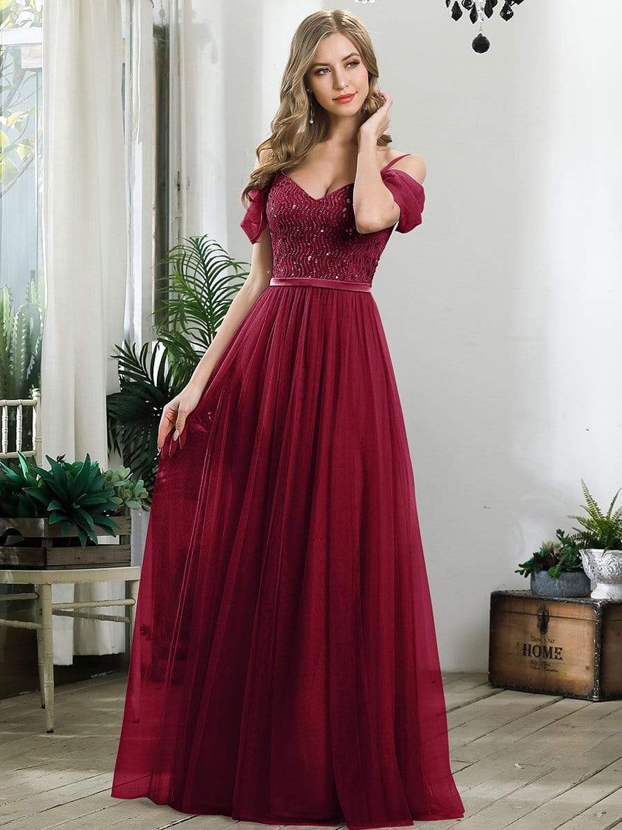 Wholesale Sweetheart Neckline Tulle Bridesmaid Gown