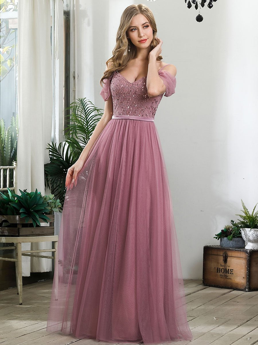 Wholesale Sweetheart Neckline Tulle Bridesmaid Gown