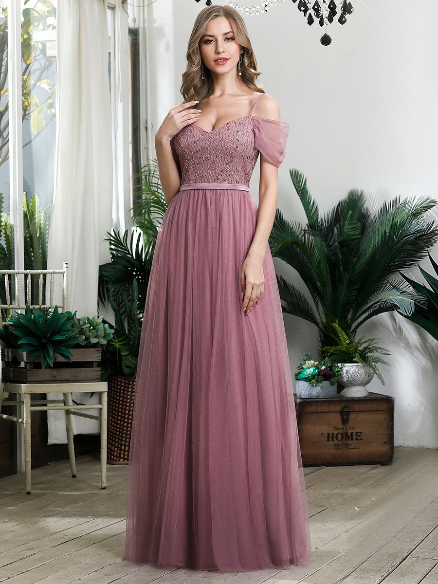 Wholesale Sweetheart Neckline Tulle Bridesmaid Gown