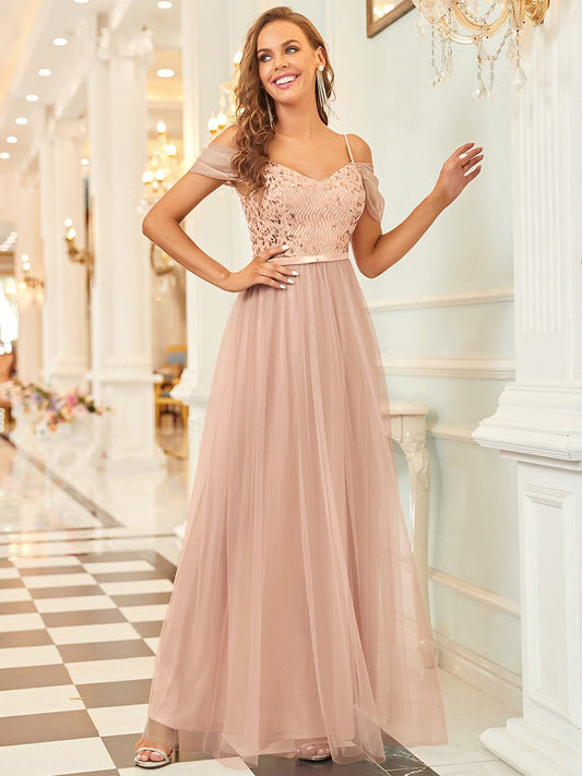 Wholesale Sweetheart Neckline Tulle Bridesmaid Gown