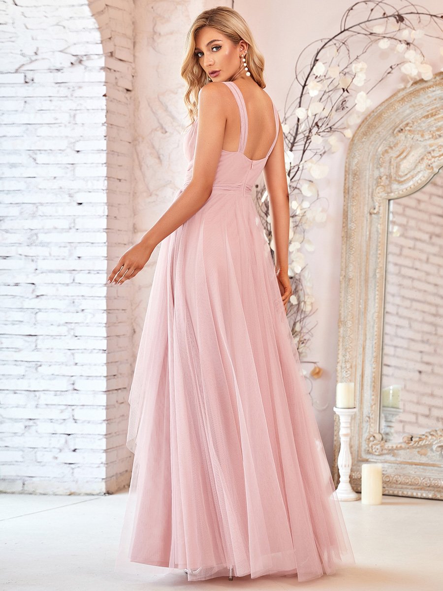 Enchanting Blush Tulle Bridesmaid Gown