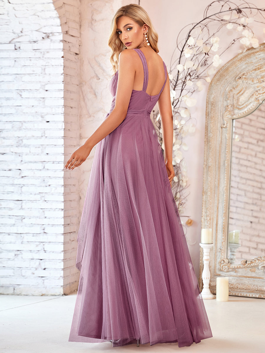 Enchanting Blush Tulle Bridesmaid Gown