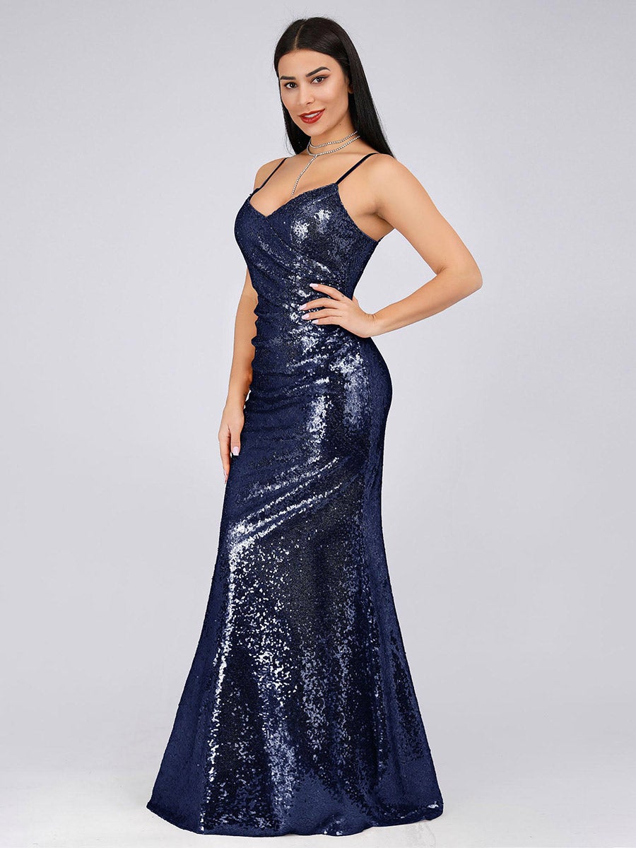 Stunning Backless Sequin Evening Dress