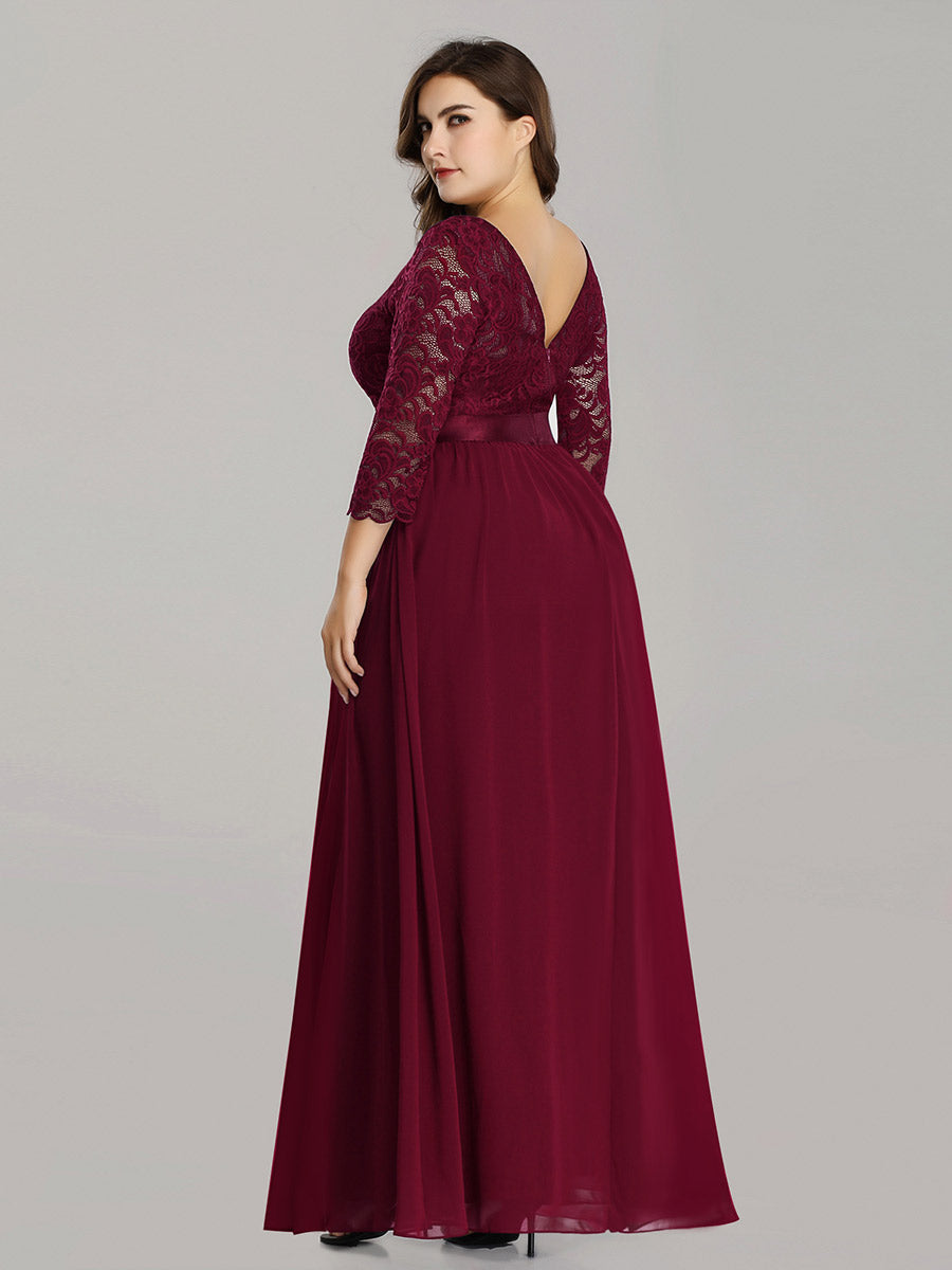 Elegant Long Sleeve Lace Plus Size Bridesmaid Dress