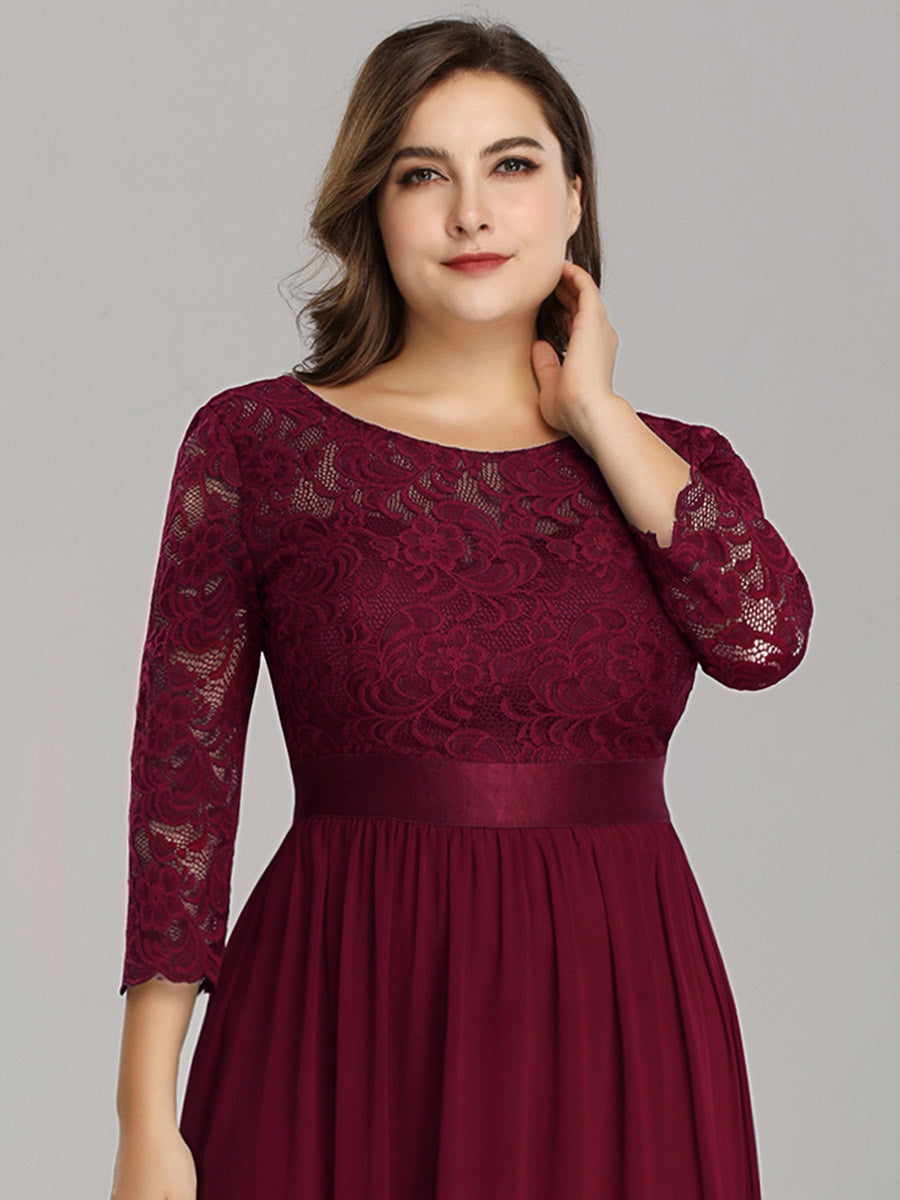 Elegant Long Sleeve Lace Plus Size Bridesmaid Dress