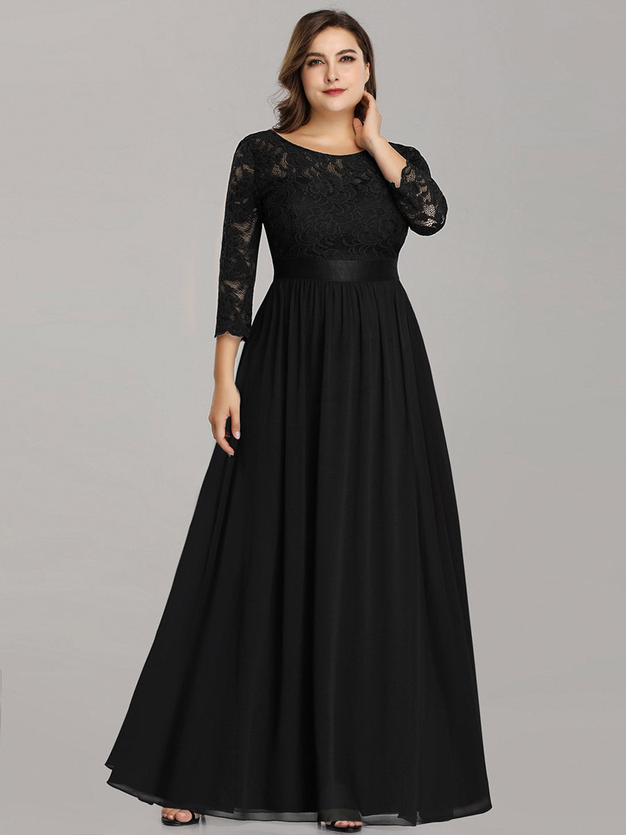 Elegant Long Sleeve Lace Plus Size Bridesmaid Dress