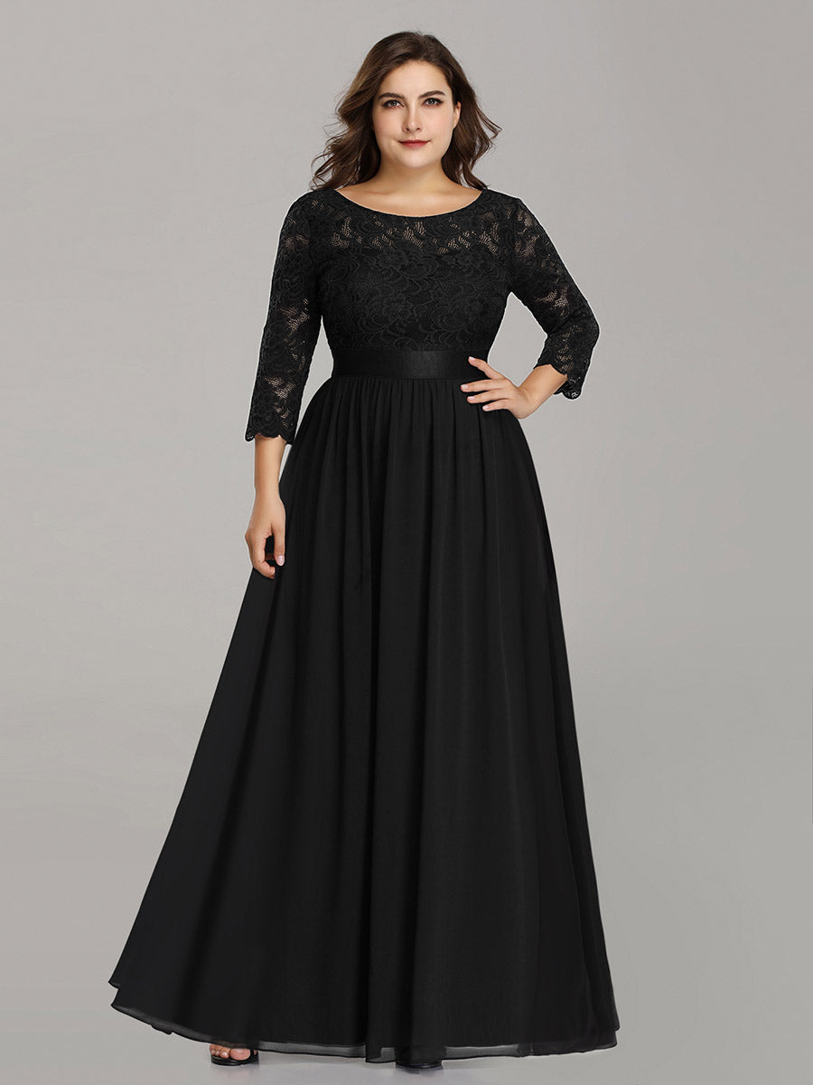 Elegant Long Sleeve Lace Plus Size Bridesmaid Dress