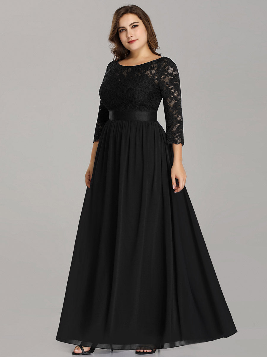 Elegant Long Sleeve Lace Plus Size Bridesmaid Dress