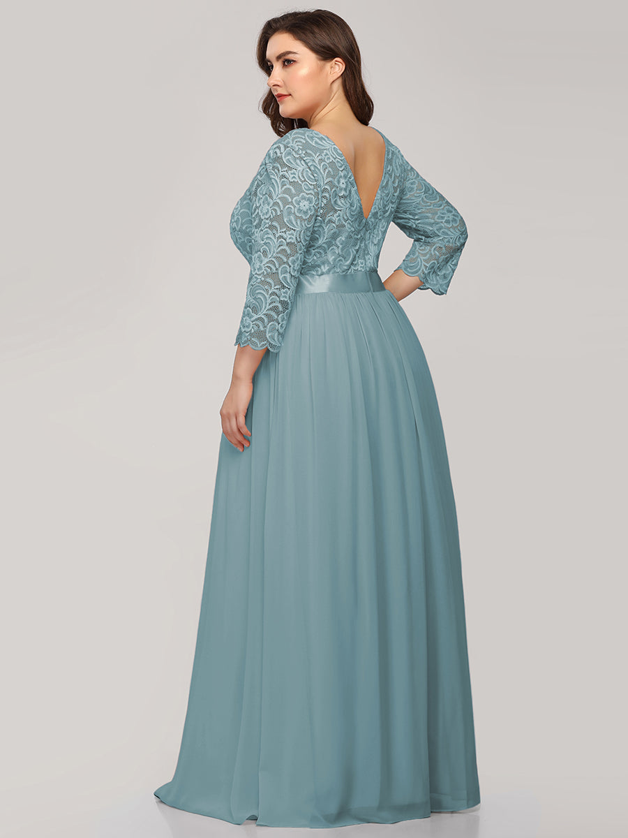 Elegant Long Sleeve Lace Plus Size Bridesmaid Dress