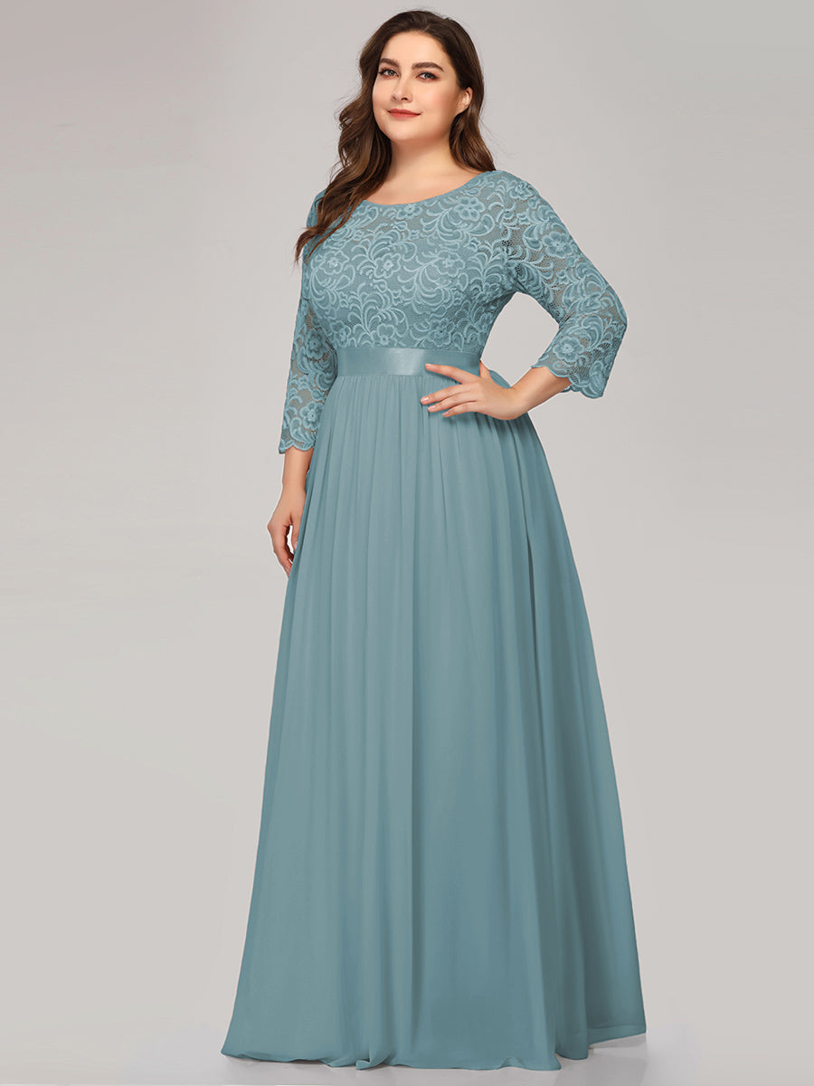 Elegant Long Sleeve Lace Plus Size Bridesmaid Dress