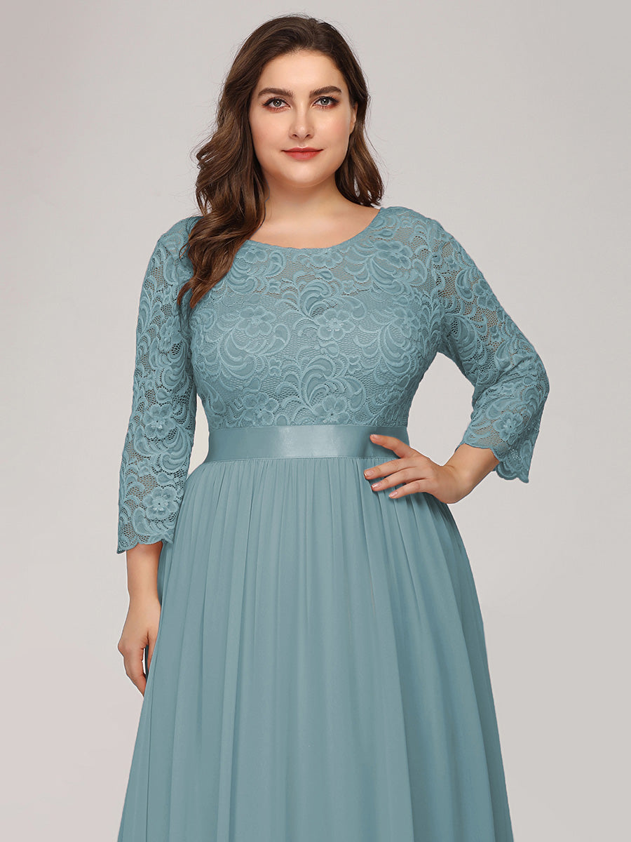 Elegant Long Sleeve Lace Plus Size Bridesmaid Dress