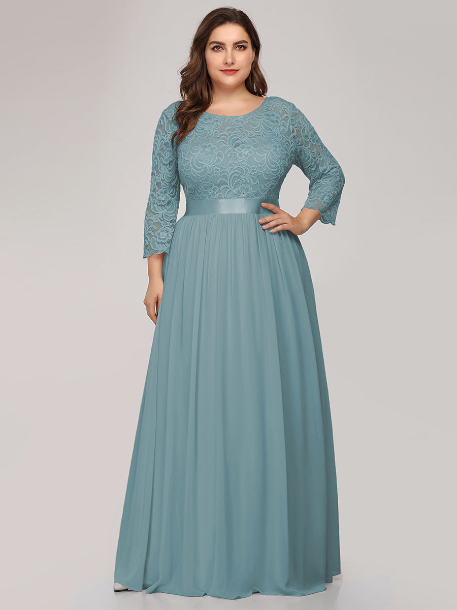 Elegant Long Sleeve Lace Plus Size Bridesmaid Dress