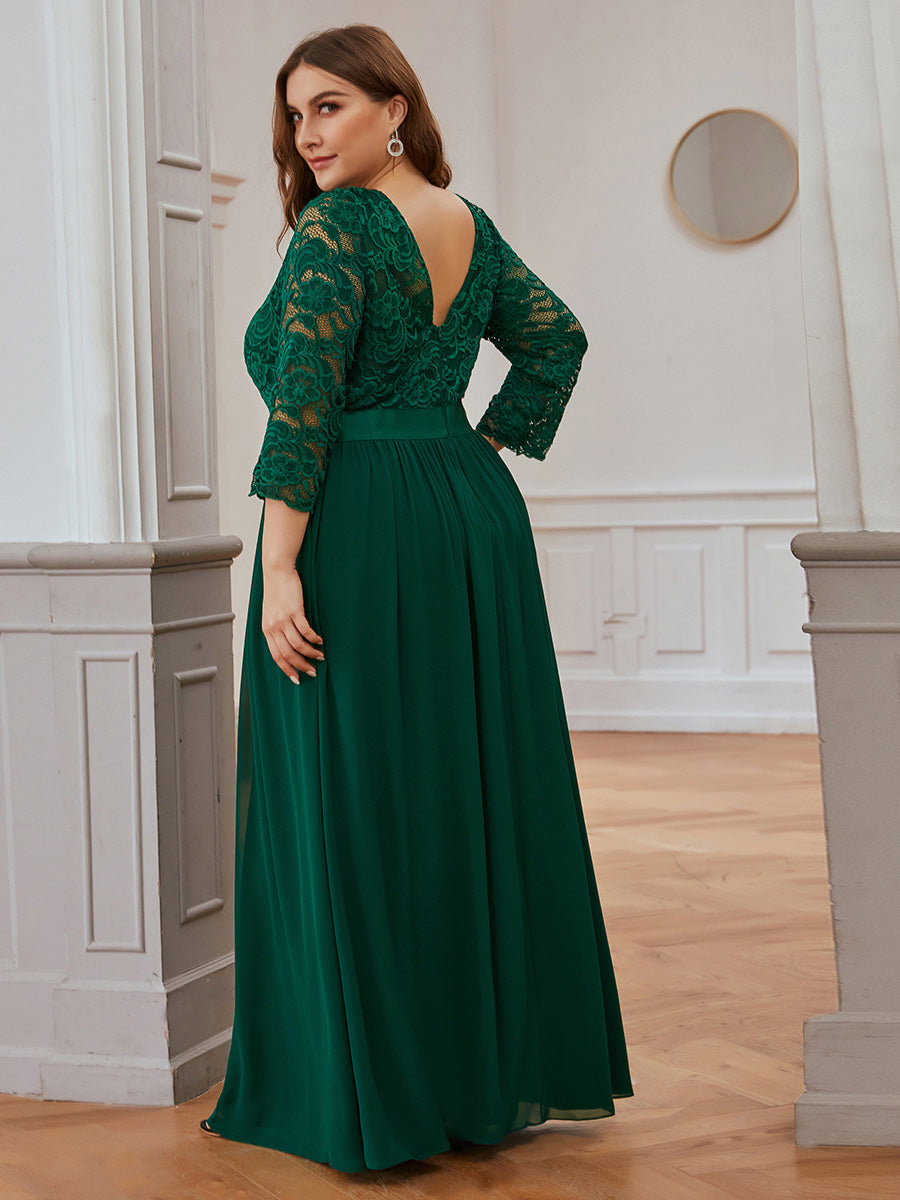 Elegant Long Sleeve Lace Plus Size Bridesmaid Dress