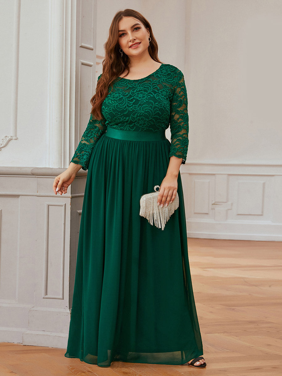 Elegant Long Sleeve Lace Plus Size Bridesmaid Dress