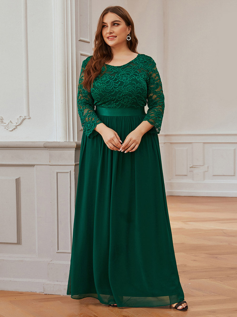 Elegant Long Sleeve Lace Plus Size Bridesmaid Dress