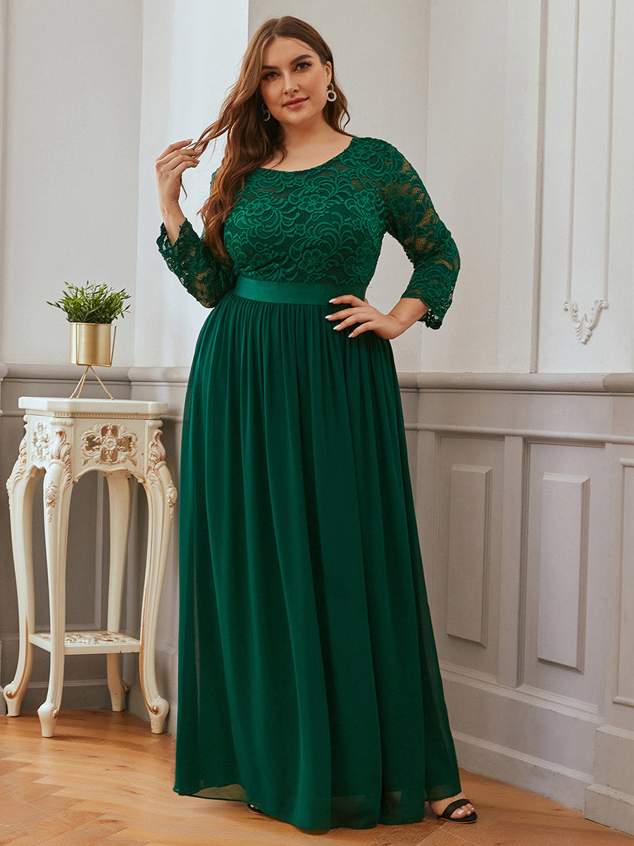 Elegant Long Sleeve Lace Plus Size Bridesmaid Dress