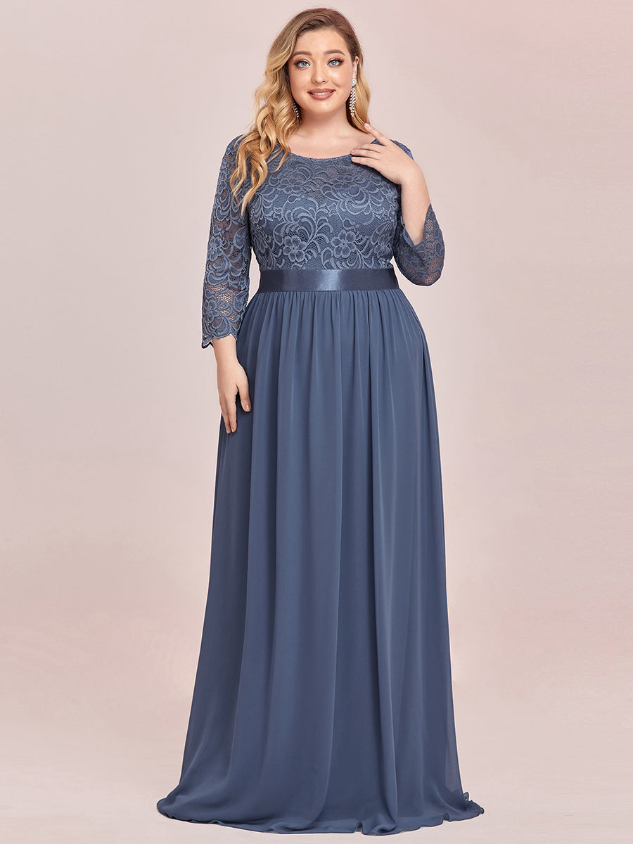 Elegant Long Sleeve Lace Plus Size Bridesmaid Dress