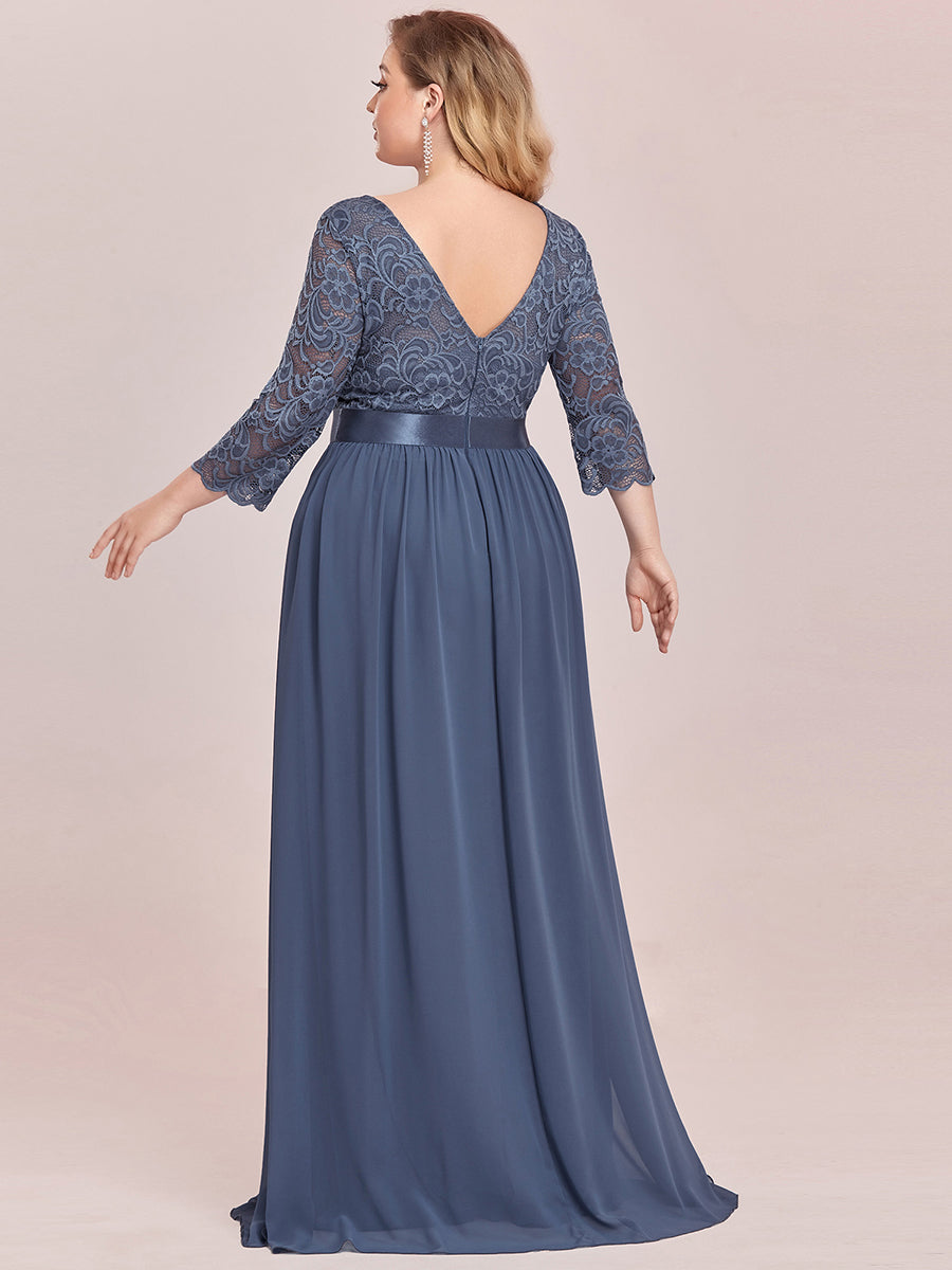 Elegant Long Sleeve Lace Plus Size Bridesmaid Dress