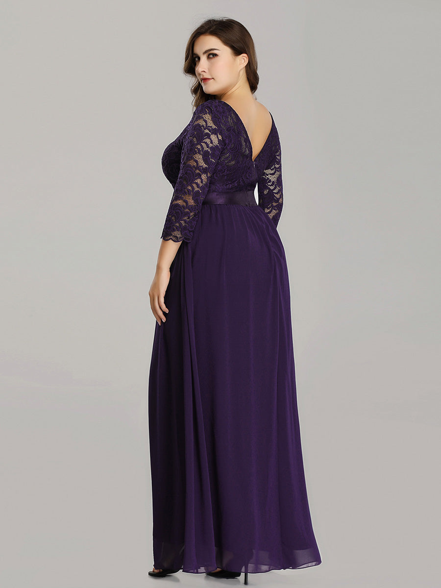 Elegant Long Sleeve Lace Plus Size Bridesmaid Dress