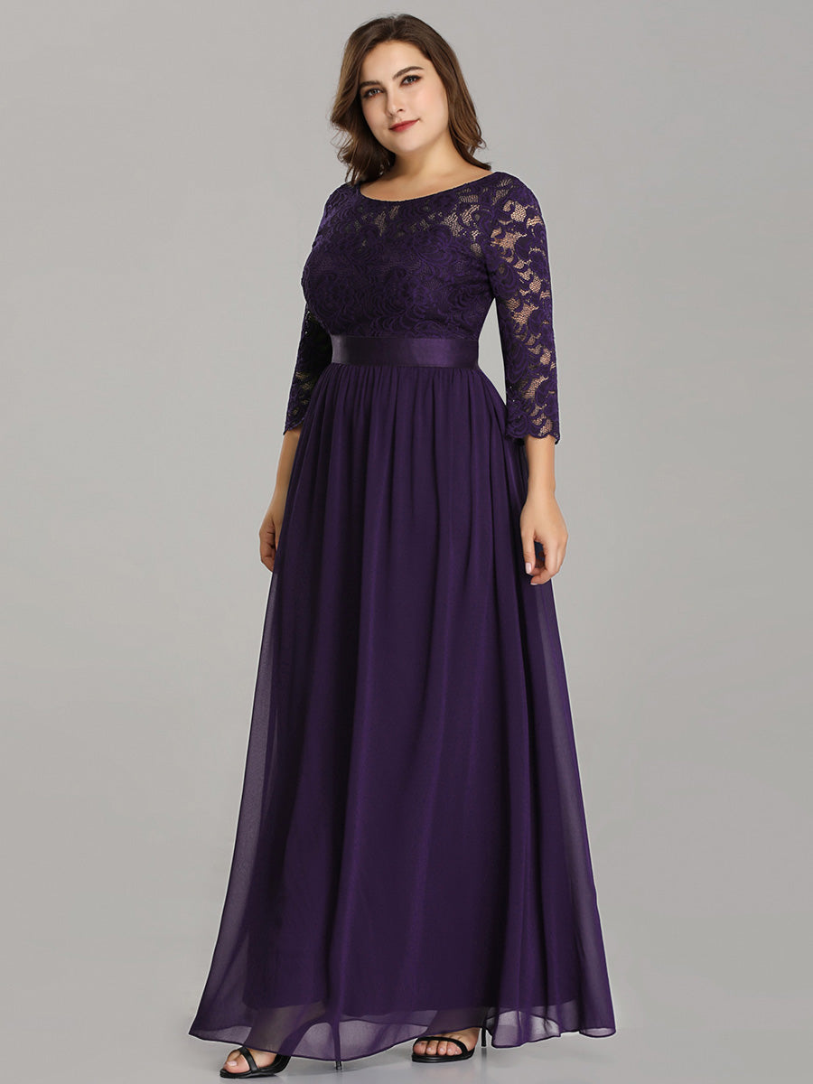 Elegant Long Sleeve Lace Plus Size Bridesmaid Dress