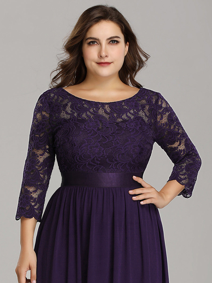 Elegant Long Sleeve Lace Plus Size Bridesmaid Dress