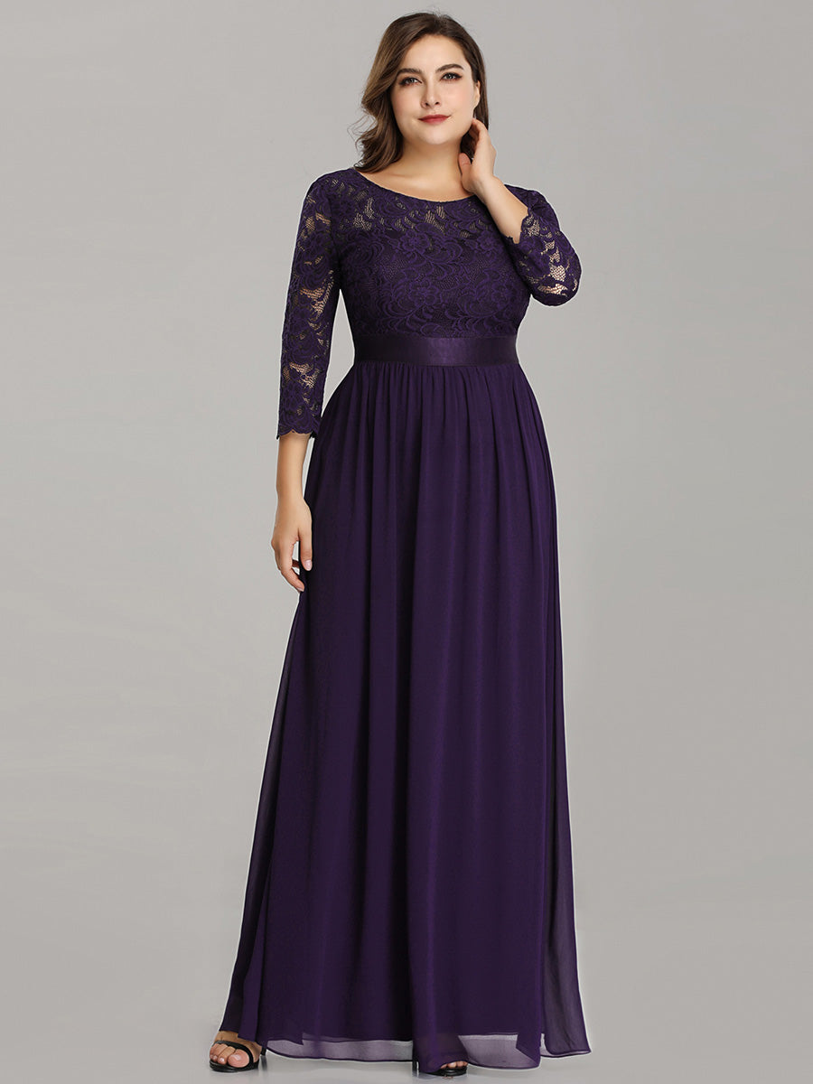 Elegant Long Sleeve Lace Plus Size Bridesmaid Dress