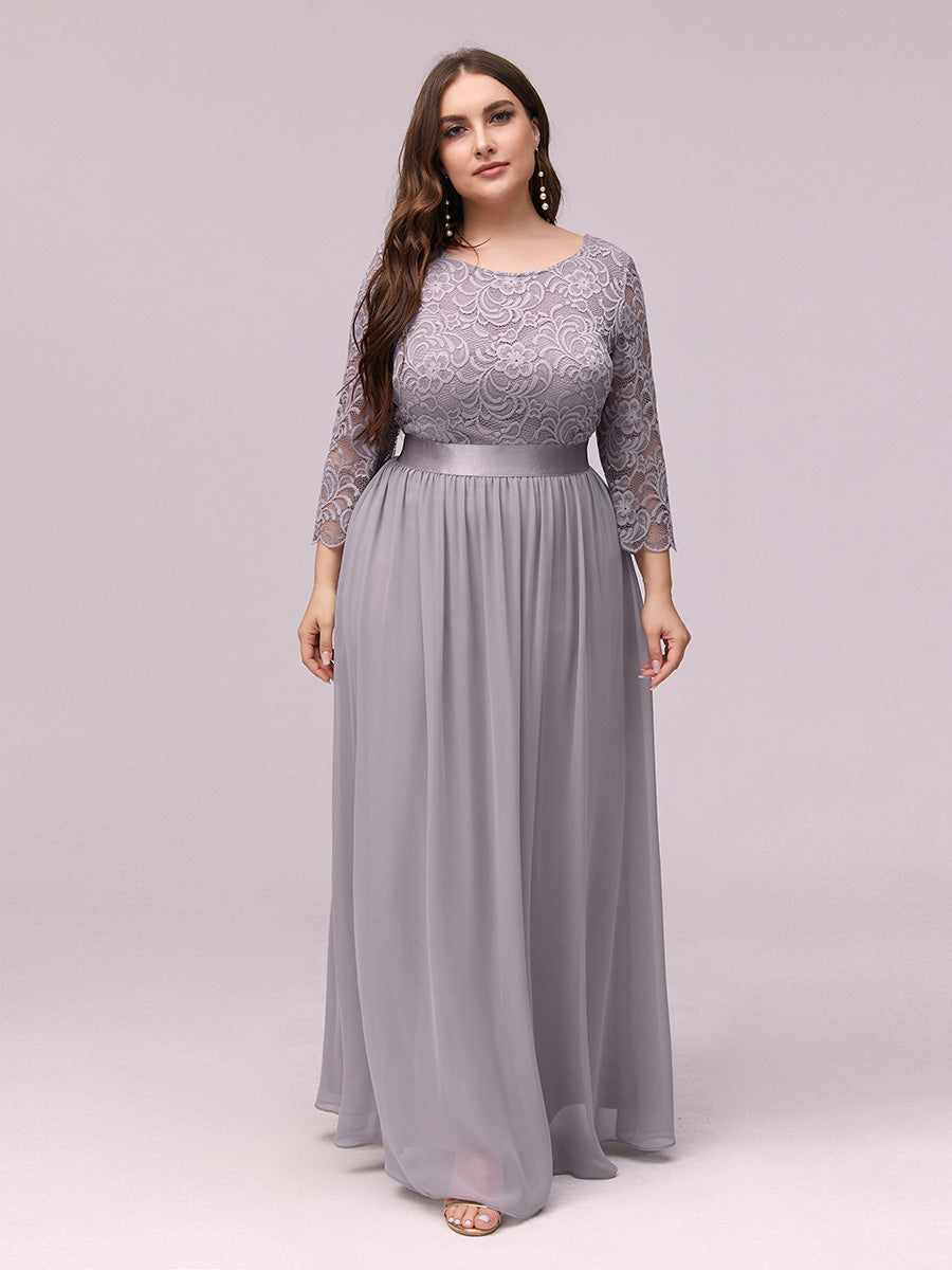 Elegant Long Sleeve Lace Plus Size Bridesmaid Dress