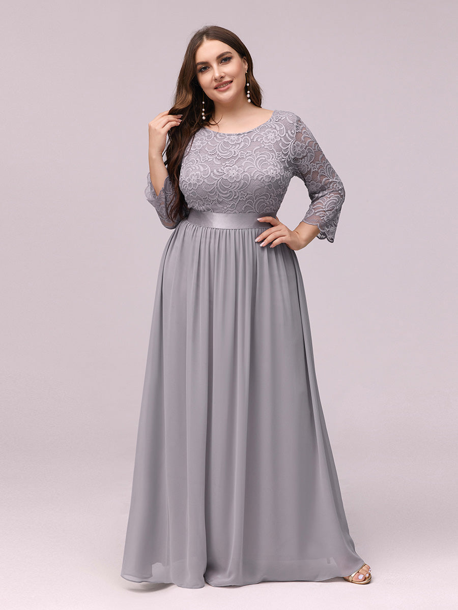 Elegant Long Sleeve Lace Plus Size Bridesmaid Dress