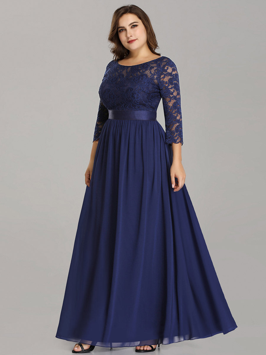 Elegant Long Sleeve Lace Plus Size Bridesmaid Dress