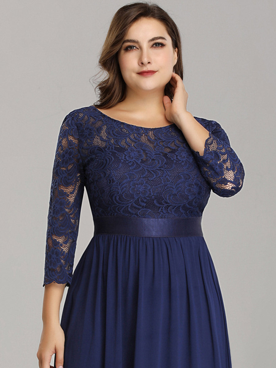 Elegant Long Sleeve Lace Plus Size Bridesmaid Dress