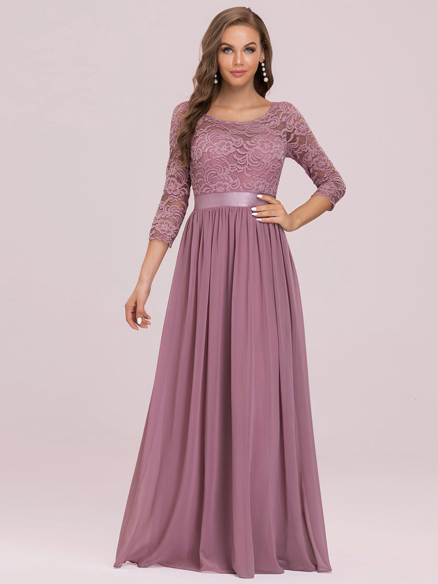 Elegant Long Sleeve Lace Plus Size Bridesmaid Dress