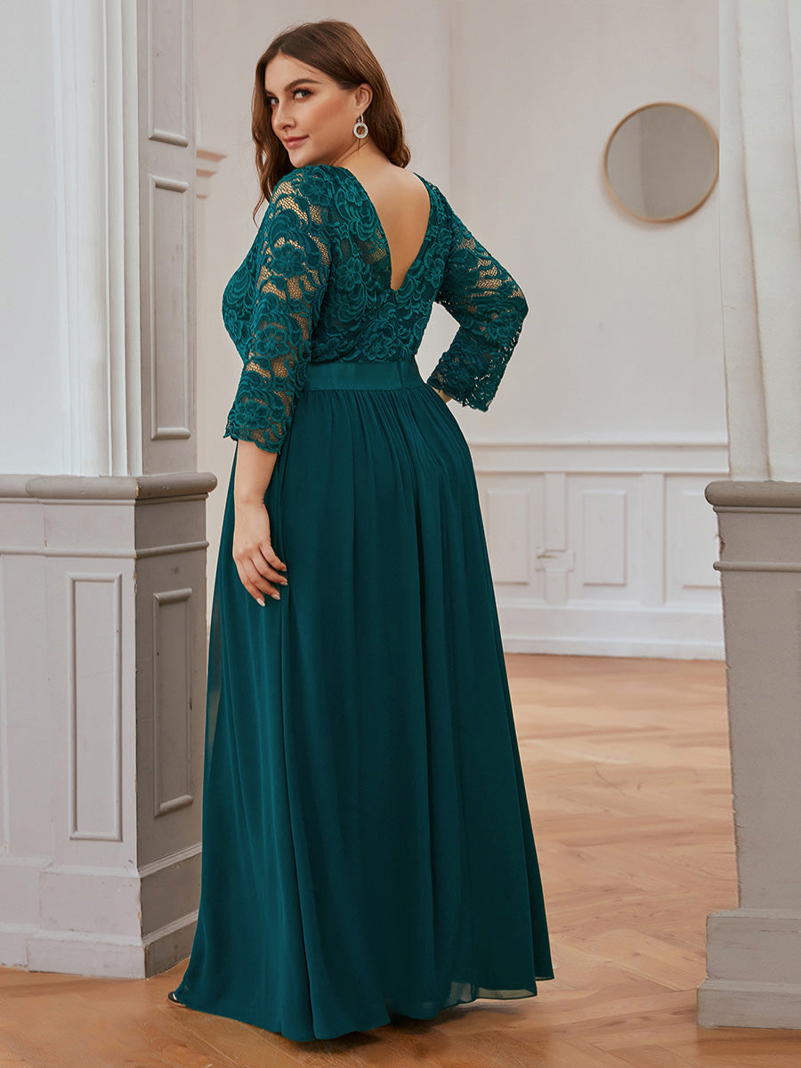 Elegant Long Sleeve Lace Plus Size Bridesmaid Dress