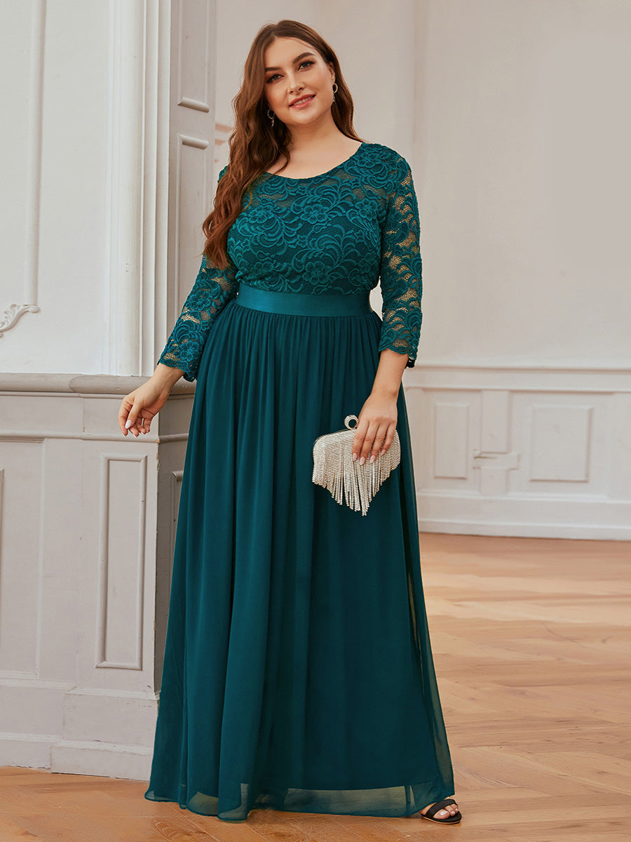 Elegant Long Sleeve Lace Plus Size Bridesmaid Dress