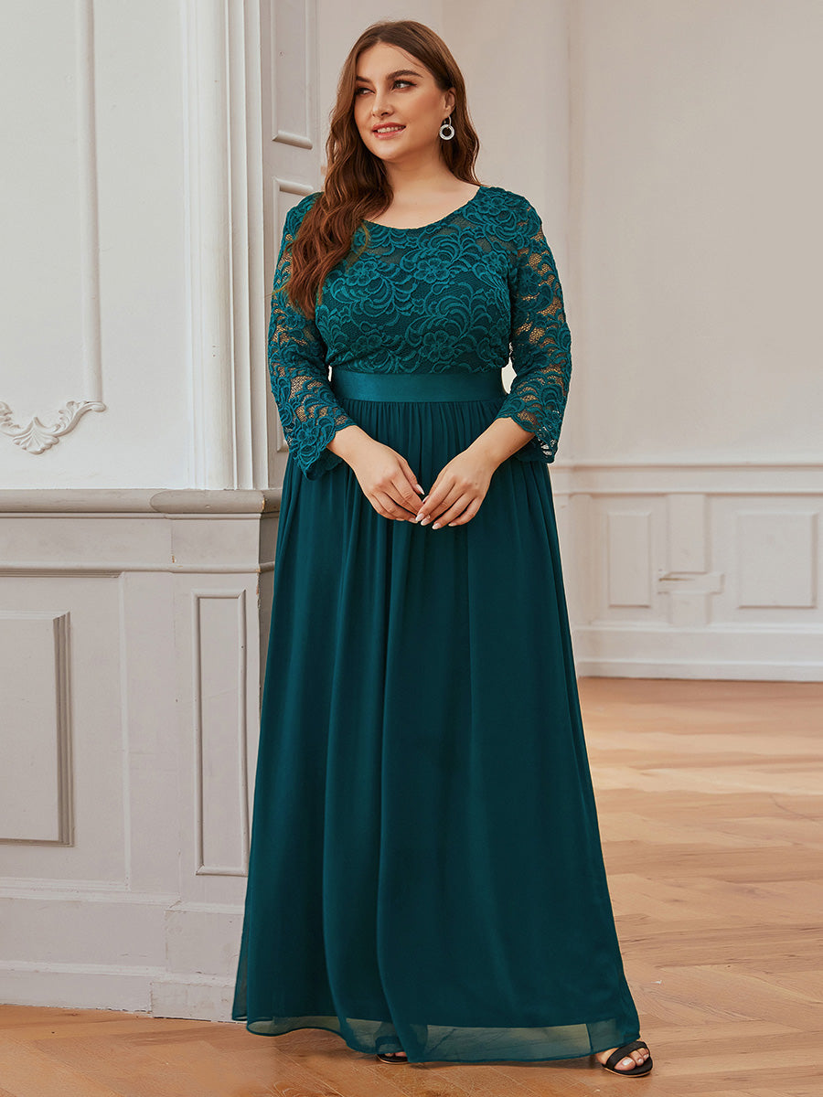 Elegant Long Sleeve Lace Plus Size Bridesmaid Dress