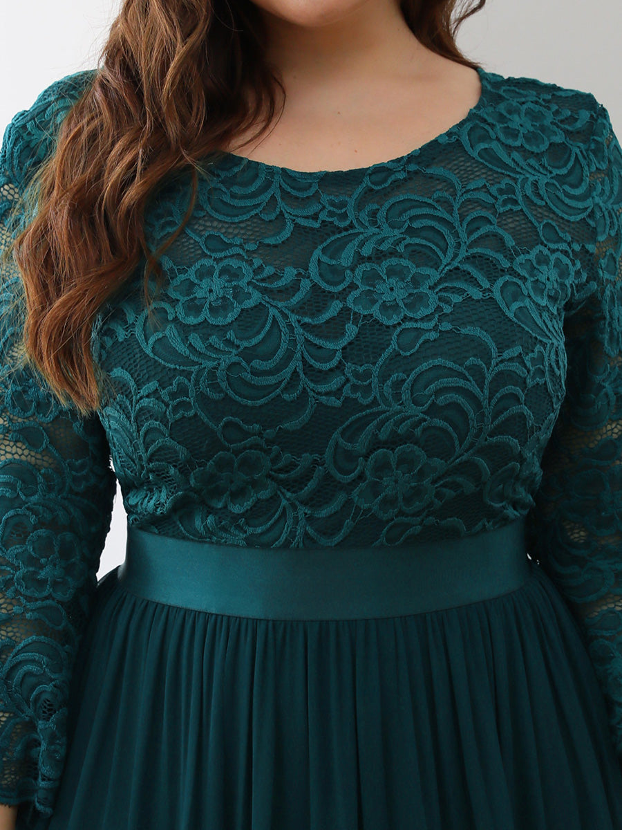 Elegant Long Sleeve Lace Plus Size Bridesmaid Dress