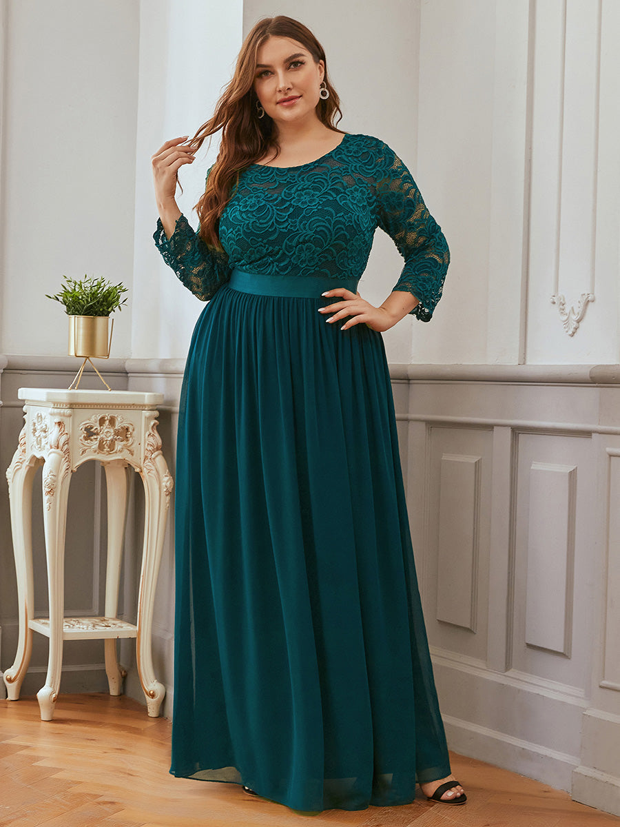 Elegant Long Sleeve Lace Plus Size Bridesmaid Dress