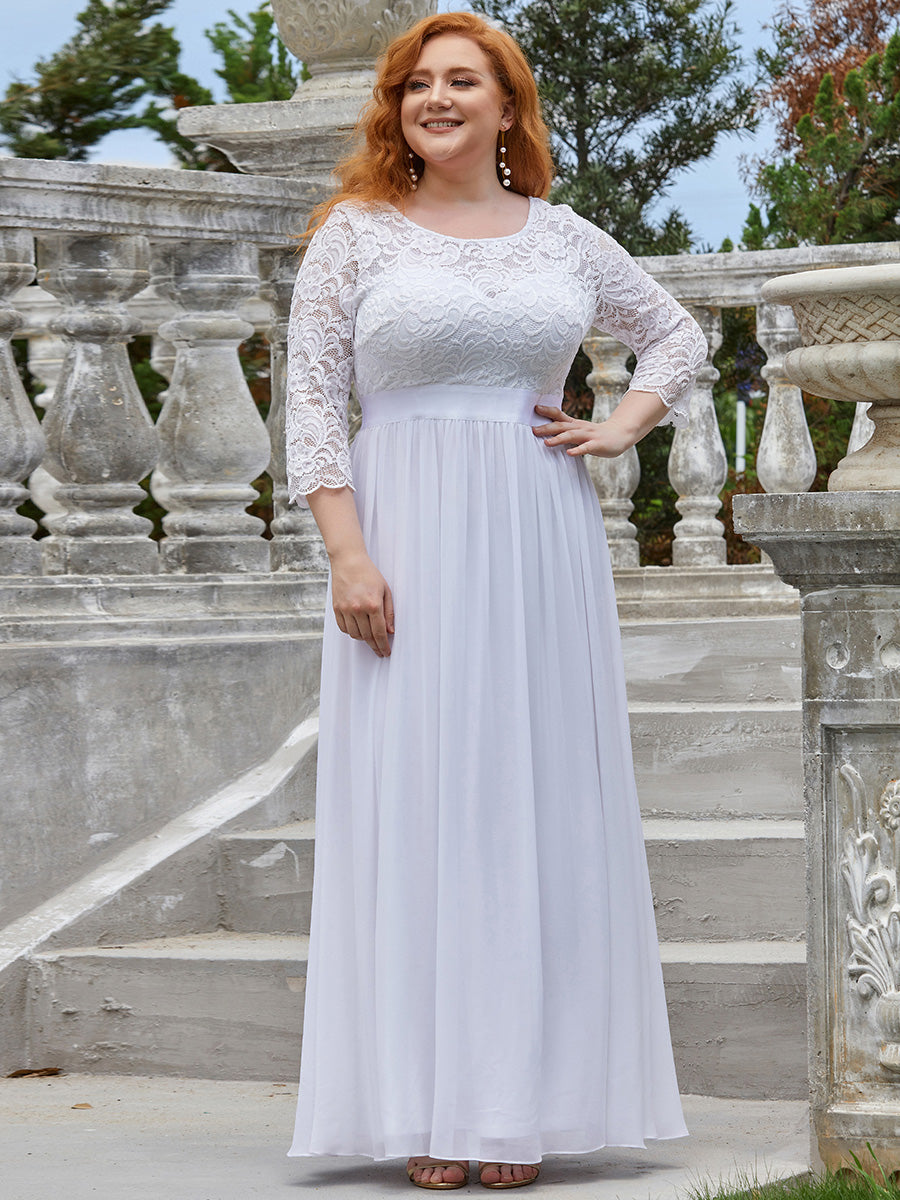 Elegant Long Sleeve Lace Plus Size Bridesmaid Dress