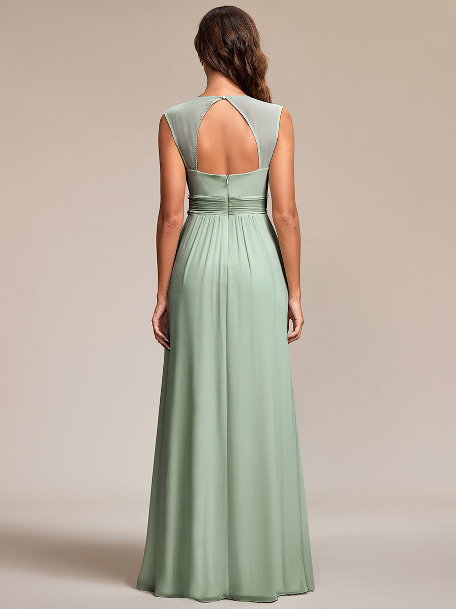 Elegant V Neck A-Line Bridesmaid Dress with Waist Belt