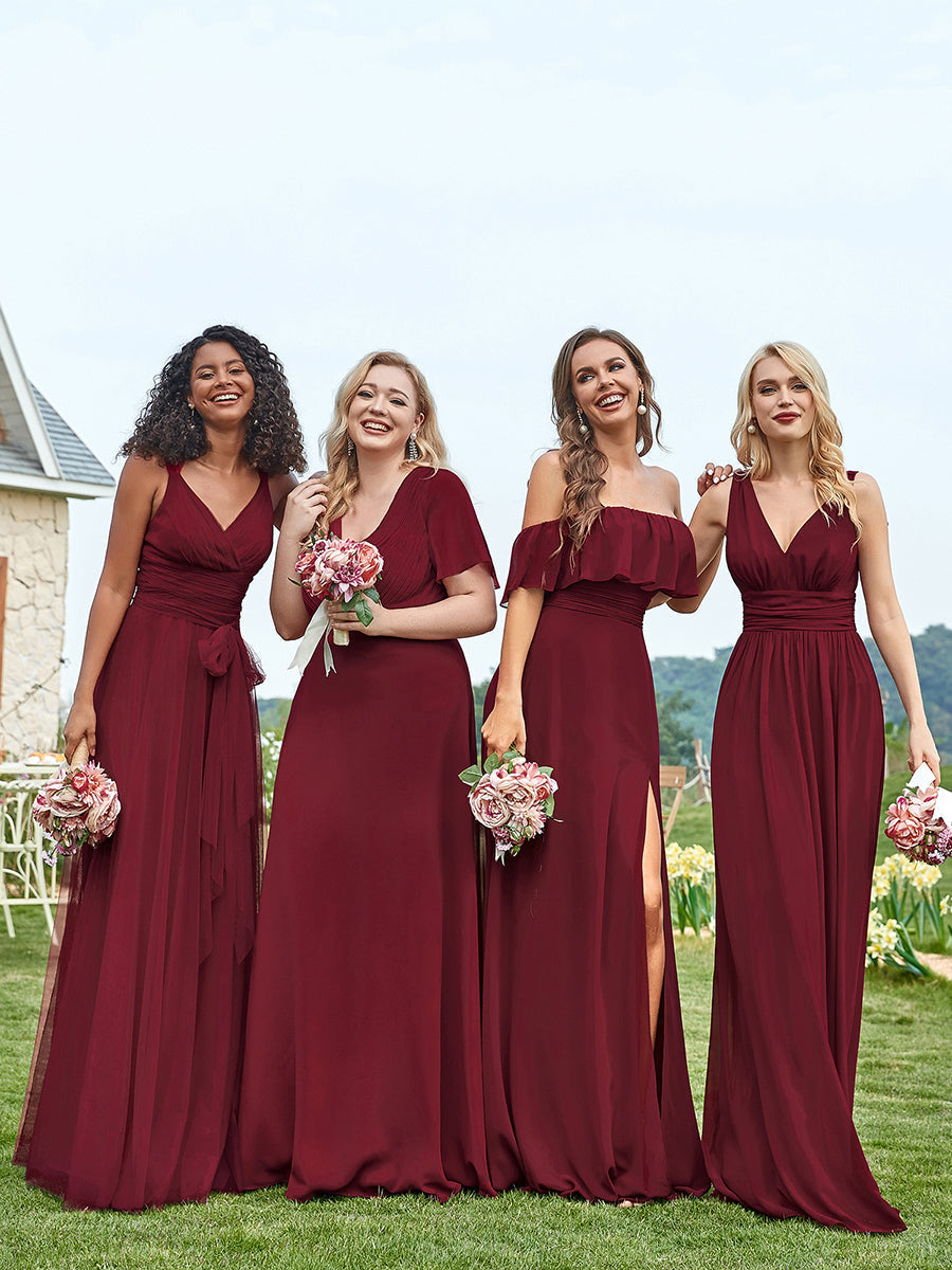 Enchanting Blush Tulle Bridesmaid Gown