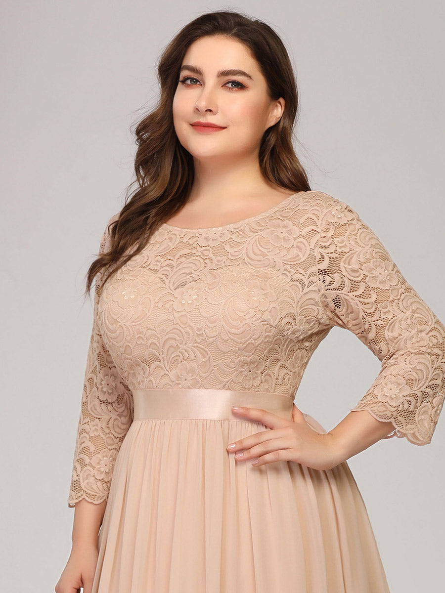 Elegant Long Sleeve Lace Plus Size Bridesmaid Dress