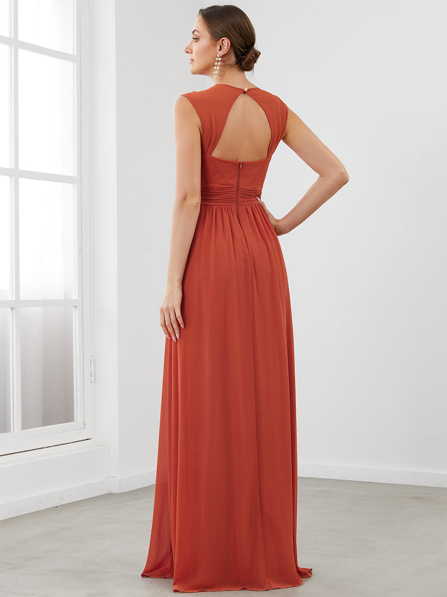 Elegant V Neck A-Line Bridesmaid Dress with Waist Belt